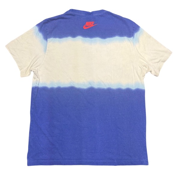 Nike Men's Tie Dye Graphic T Shirt Blue White Red Swoosh Casual Tee - Picture 2 of 5
